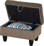 Ottoman Rectangular Storage Ottoman Bench, Flannel Footrest Stool Footstool with Lid for Living Room, Bedroom, Entryway, Brown, 28.5"x19"x17.5"