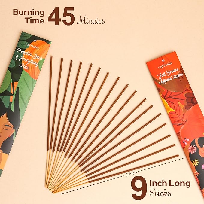 Carnatia Mood: Autumn Incense Sticks – Pack of 2 | Fall Scented, Slow-Burning Organic Incense for Home | Cozy, Nostalgic Aromas for Relaxation, Meditation & Seasonal Decor | 40 Premium Sticks