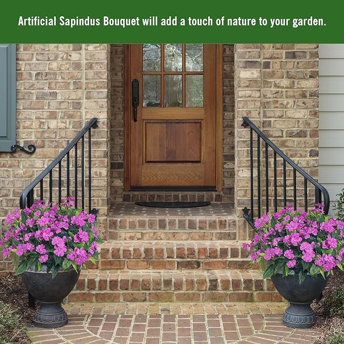 Artificial Impatiens Bouquet Flowers for Outdoors Silk Faux Flowers for Outdoor Impatiens Plants Decor Indoor Planters Kitchen Planters and Balcony Decorations 2PCS (Purple)