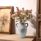 Sunddo Rustic Ceramic Vase for Home Decor, 8 inch Farmhouse Vintage Boho Vase, Farmhouse Decor, Table Living Room Bedroom Fireplace Decor