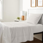 Amazon Basics 3 Piece Bed Sheet Set, 100% Cotton Jersey, Includes Super Soft, Flat and Fitted Sheets, Pillowcase, Twin, Oatmeal, Solid