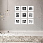 12x12 White Picture Frame set of 3, Made of Real Glass and Wooden Square Photo frame - Displays Picture 8x8 With Mat or 12 x 12 Without Mat, Desktop & Wall Collage Photo Frame