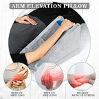 Buryeah Arm Pillow Arm Elevation Pillow with 2 Pockets, Soft Ergonomic Support Pillow for Elbow Arm Rest Wedge Pillow Broken Arm Gifts with High Density Foam for Recovery Sleeping Care(Gray)