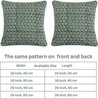 Ridhi Basil Green Block Print Cotton Canvas Throw Pillow Covers for Decorative Couch Pillows for Living Room, Chic Boho Cute Outdoor Valentine Pillows Covers Gifts 18x18 Inches
