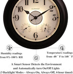 CLXEAST 24 Inch LED Self-Illuminated Outdoor Metal Clocks Waterproof, Large Lighted Outdoor Clock with Temperature and Humidity,House Warming Gifts New Home,Oil Rubbed Bronze Black