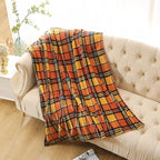 MERRYLIFE Throw Blanket for Couch Orange Plaid Chair Throw Blanket| Soft Decorative Ultra-Plush Colorful| Throw Size Travel Blanket Plush|(50" 60", Harvest Plaid)