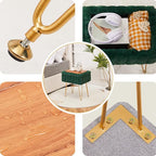 Wimarsbon Faux Mink Fur Storage Ottoman, Modern Soft Footstool, Storage Bench with Metal Legs, Vanity Seat, Fur Stool, Ottoman Coffee Table, Makeup Chair, Vanity Stools for Bedroom (Jade Green)