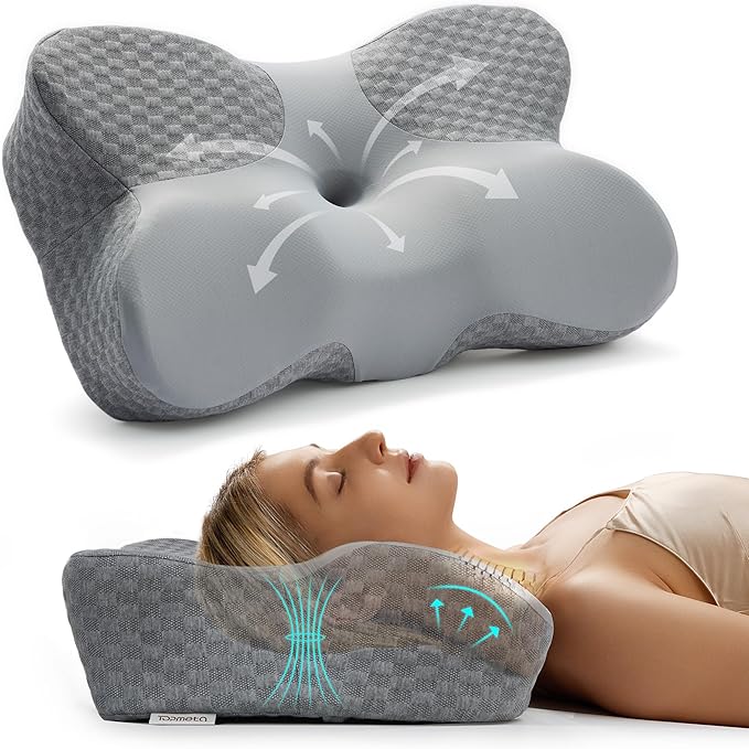 Cervical Pillow for Neck Pain Relief, Contour Memory Foam Neck Pillow for Bed Sleeping, Adjustable Height Double - Sided Cervical Neck Pillow for Side, Back and Stomach Sleepers
