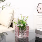 Square Vases Set of 6, 4" x 4" x 4" Square Glass Vases for Flowers, Pink Flower Vase for Centerpieces, Small Bubble Vase for Wedding, Party, Home, Office, Parties, Events