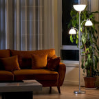 VONLUCE 71" Floor Lamp for Living Room with 3 Bulbs, Standing Lamp with Adjustable Reading Light, Modern Torchiere Floor Lamp with 3 Color Temperatures, Tall Lamp for Bedroom Corner, Nickel