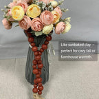Handcrafted Farmhouse Wooden Decorative Beads Garland, Table Tray Boho Wood Beads with Tassel, Small Rustic Antique Decor for Home and Events (Rustic Red)