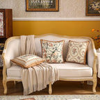 patdrea Designer Vintage Floral Throw Pillow Covers for Couch Set of 4,Brown Yellow Linen Pillowcases with Bird and Rose Pattern Decorative Cushion Cover for Bedroom Living Room Outdoor Car Cafe