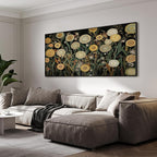 SIGNWIN 36"x72" Extra Large Framed Wall Art Whimsical Dandelion Field in Yellow and Green, Playful Botanical Print for Home Living Room Bedroom Decor (Frame Assembly Required)