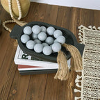 OMISHE Extra Large Wood Bead Garland Grey with 1.6" Diameter Wooden Beads and Tassels, 41" Long Rustic Farmhouse Country Decorative Beads for Home Farmhouse Decor, Grey