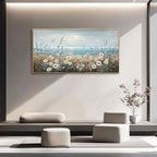 PHAOHUAXM Wall Decor For Living Room Wall Art For Bedroom Office Decorations Blue Ocean Paintings Flowers Watercolour Wall Pictures Canvas Artworks Home Decor Ready To Hang Wood Framed 20x40 In