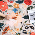 Round Rug 4ft Washable Circle Rug Non Slip Low Pile Boho Floral Small Circular Rug for Bedroom, Bathroom, Entryway, Kids Room, Office, College Dorm(Beige)