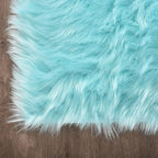 Latepis Light Blue Fluffy 2x6 Rug Runner Teal Shag Washable Area Rugs Faux Fur Rug for Living Room Bedroom Throw Rugs Room Carpet Room Decor
