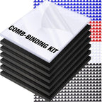160 Pack Binding Covers and Combs kit 8.5x11 Inches Include 60 Pcs 12 mil Leather Texture Binding Cover 60 Pcs 8 mil Clear PET Presentation Covers 40 Pcs Binding Combs Letter Size(Multi Color)