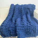 Chunky Knit Blanket Throw 48"x71", Chenille Throw Blankets, Handmade Warm & Cozy Blanket Couch Bed Home Decor, Soft Breathable Fleece Banket, Christmas for Couch Bed Sofa Best Gift (Navy Blue)