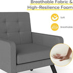 Kromax Mid-Century Modern Accent Chair for Living Room, 496 Lb. Weight Capacity, Dual Armrests, Comfy Extra Large Seat, Timeless Style Perfect for Reading & Relaxing, Dark Grey