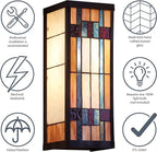 RIVER OF GOODS Art Deco Stained Glass Outdoor Light Fixture - Large Exterior Outdoor Wall Lights for House, Patio, Porch, Garage - Wall Mount Lighting Fixtures - 16.25" H - Faye