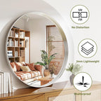 48 Inch Round Bathroom Mirror - Wall Mounted Circle Mirror with Metal Frame, Modern Mirror Suitable for Bathroom, Vanity, Entryway, Living Room, Wall Decor,Silver