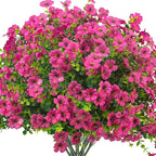 Artificial Fake Flowers for Outdoor Spring Decoration, 16 Bundles Faux Silk Colorful Daisy UV Resistant Realistic for Outside Porch Patio Home Yard Garden Planters Pots Window Box (Red Purple)