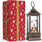 10'' Christmas Snow Globe Lantern Lighted Christmas Village Church Scene Musical Water Lantern with Swirling Glittering Home Decoration and Gift, Battery Operated or USB Powered