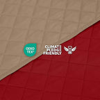 Martex Reversible Coverlet – Twin Bed Quilt – Lightweight Twin Size Bedding – Durable Quilts for Bed – Soft - Easy Care Bedding – Khaki/Red