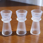 VOHO Clear Ribbed Taper Candle Holders Set of 3, Minimalist Style Glass Candle Holder for Candlesticks and Tealight Candles, Classy Candlestick Holders for Bridal Shower Wedding Decor/Birthday/Holiday
