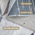 HOMFINE Washable Modern Area Rug - Geometric 10x14 Rugs for Living Room, Bedroom, Machine Washable Rug Soft Non Slip Non Shedding Area Rug - Blue, 10'x14'