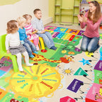 7x10 Playroom Rugs for Kids Washable, Educational and Fun Playmat with ABC Alphabet Animals Shapes Colors, Non-Slip Play Mat Learning Rugs for Baby Toddler Children Game Activity