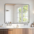 Bathroom Mirror 48" x 36", Large Rectangle Wall Mirror, Black Metal Frame Wall Mounted Mirrors for Bathroom, Vanity, Bedroom, Entryway Decor(Horizontal/Vertical)