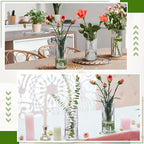 6 Pcs 8 Inch Tall Glass Ribbed Cylinder Vases Clear Floating Candle Flower Vase in Bulk, Hurricane Candle Holder for Wedding Housewarming Gift Table Centerpieces