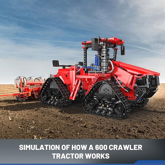 Mould King 18020 Tractor Building Blocks Toy, Remote Control Crawler Tractor with 4 Motors, Construction Vehicles Model for Kids/Adults (1698 Pieces)