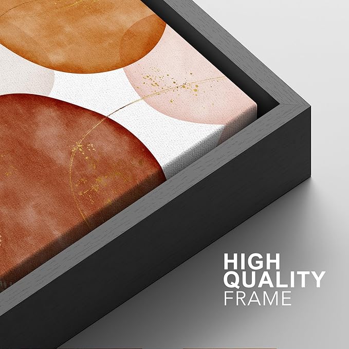 SIGNFORD Framed Wall Art Print Set Vintage Mid-Century Spiral Watercolor Dot Abstract Shapes Illustrations Modern Minimalist Multicolor for Living Room, Bedroom, Office - 16"x24"x2 Black