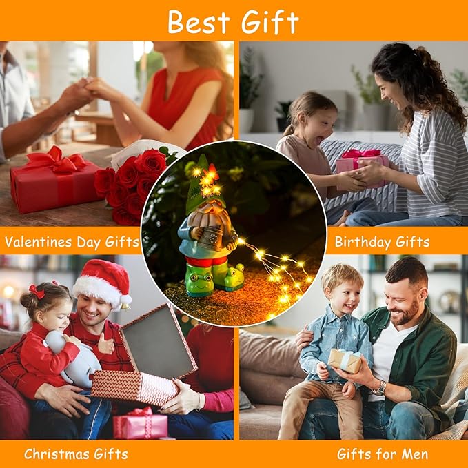 Solar Watering Can Gnome Light Waterproof - Funny Gnome Mother' s Day Gifts for Mom Women Solar Outdoor LED Lights Resin Large Garden Gnomes Statues Decor Lantern Figurines Decorations Indoor Porch