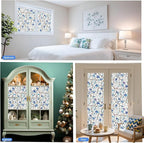 Window Privacy Film Stained Glass Decorative Static Clings Frosted Window Tint for Home Room Decor Bathroom Door Car Stickers with Glittering Effect, Removable(Blue Violet Botanical)