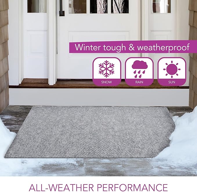 iCustomRug Entryway Door Mat – 4x6ft Grey, Indoor/Outdoor, Non-Slip Rubber Backing, Low-Profile All-Weather Carpet, Non-Shedding & Easy Care, Entryway Mat Ideal for High Traffic Areas
