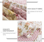 Travan 3-Piece Quilt Set Quilted Bedspread Lightweight Coverlet Set Garden Style Floral Printed Oversized Quilted Bedding Set with Shams for All Season, Exquisite, King Size