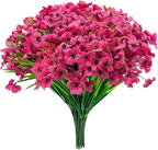 20 Bundles Artificial Flowers for Outdoors, UV Resistant Fake Flowers with Plastic Plants , Faux Silk Flowers for Planter outdoors, fake realistic flowers for Window Box Front Porch Patio Decor-Rosy