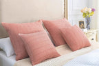 24x24 Pillow Covers Set of 2 Euro Sham Pillow Covers Cotton Euro Pillow Shams, Boho Throw Pillow Covers Large Decorative Square Pillowcase for Couch Bed, Coral Pink