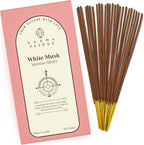White Musk Incense Sticks, Organic Hand Dipped 100 Sticks with Natural Herbs & Aromatic Ingredients, Burn Time 45 to 60 Minutes, Incense for Positivity, Yoga, Meditation, Relaxation, Spiritual Gift