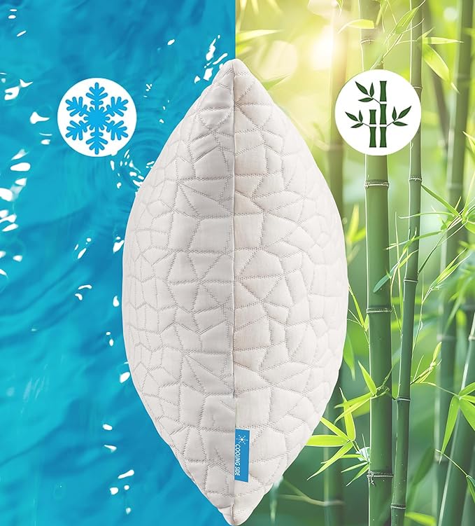 Cooling Pillows for Sleeping, Adjustable Shredded Memory Foam Pillow King Set of 1, Cool Pillow for Hot Sleepers, with Extra Fill for Side Back and Stomach Sleepers