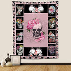 yowecso Sugar Skull Tapestry Horror Skeleton Tapestry Wall Hanging for Bedroom Rose Skull Tapestries Aesthetic Wall Decor for Home Dorm Living Room 50"x60"