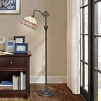 Tiffany Floor Lamp Pink Tulip Stained Glass Gooseneck Floor Light 63 inches Handcrafted Tiffany Style Standing Lamp with Angle Adjustable Lampshade for Reading Working Home Decoration