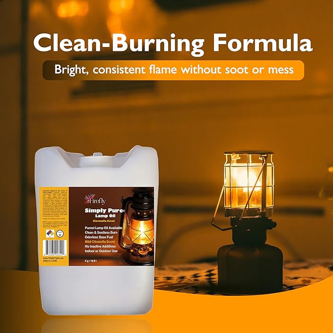 Firefly Kosher Citronella Paraffin Lamp Oil - Smokeless, Virtually Odorless, Long-Lasting- 5 Gallons