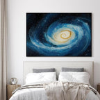 SIGNWIN 46"x72" Extra Large Framed Wall Art Spiral Galaxy Vivid Blue and Yellow Cosmic Space Illustration for Home Living Room Bedroom Decor (Frame Assembly Required)