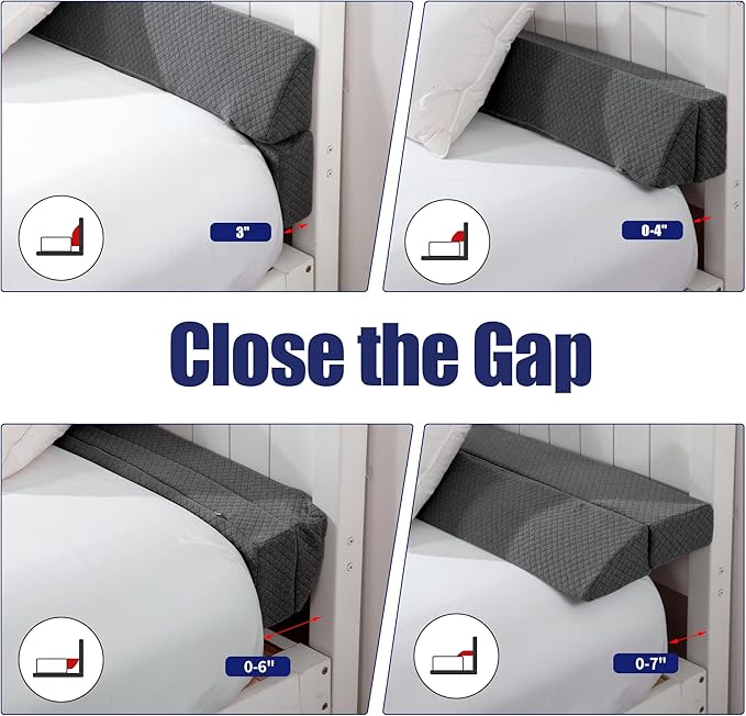 HOMBYS Wedge Pillow Headboard for Bed Gap,Foldable Bed Wedge Gap Filler Twin Size,Matterss Gap Filler,Multi Functional Bed Crack Pillow, Fill The Gap (0-7") Between Your Headboard and Mattress,Grey
