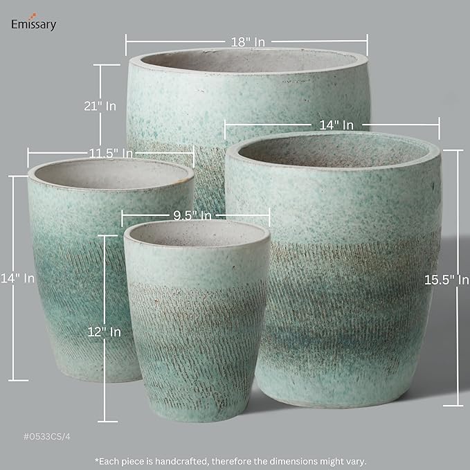 Emissary Home and Garden Bullet 11.5 in. Coastal Splash Ceramic Round Planter (11.5 in. L x 11.5 in. W x 14 in. H) with Drainage Hole